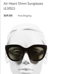 Le Specs Air Heart 51 mm Black Sunglasses NWOT
